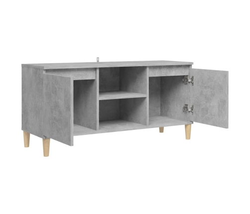 Mueble de TV patas madera maciza gris hormigón 103,5x35x50 cm