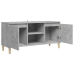 Mueble de TV patas madera maciza gris hormigón 103,5x35x50 cm