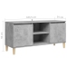 Mueble de TV patas madera maciza gris hormigón 103,5x35x50 cm