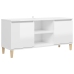 Mueble de TV patas madera pino blanco con brillo 103,5x35x50 cm