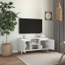 Mueble de TV patas madera pino blanco con brillo 103,5x35x50 cm