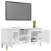 Mueble de TV patas madera pino blanco con brillo 103,5x35x50 cm