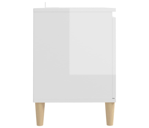 Mueble de TV patas madera pino blanco con brillo 103,5x35x50 cm