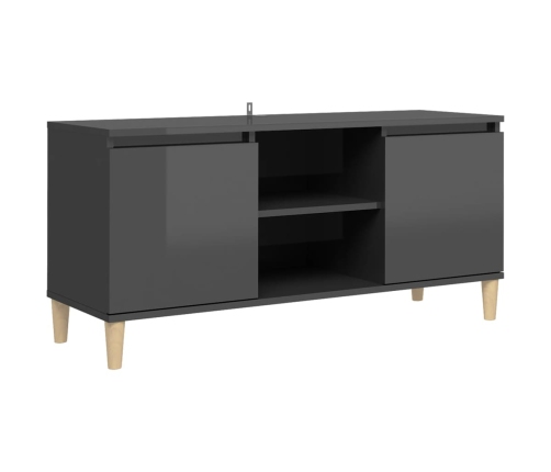 Mueble de TV patas madera pino gris con brillo 103,5x35x50 cm