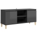 Mueble de TV patas madera pino gris con brillo 103,5x35x50 cm