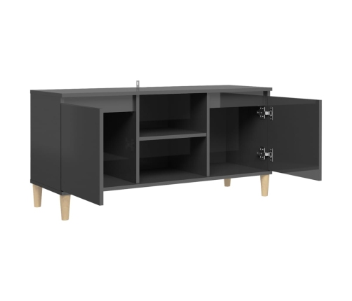 Mueble de TV patas madera pino gris con brillo 103,5x35x50 cm