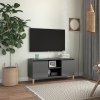 Mueble de TV patas madera pino gris con brillo 103,5x35x50 cm