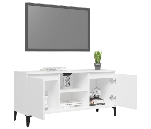 Mueble de TV con patas de metal blanco 103,5x35x50 cm