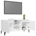 Mueble de TV con patas de metal blanco 103,5x35x50 cm