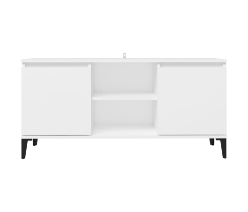 Mueble de TV con patas de metal blanco 103,5x35x50 cm