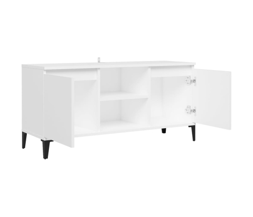 Mueble de TV con patas de metal blanco 103,5x35x50 cm