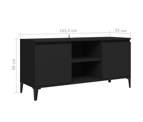 Mueble de TV con patas de metal negro 103,5x35x50 cm