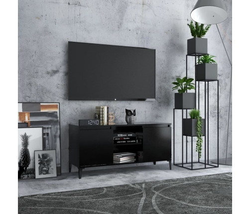 Mueble de TV con patas de metal negro 103,5x35x50 cm