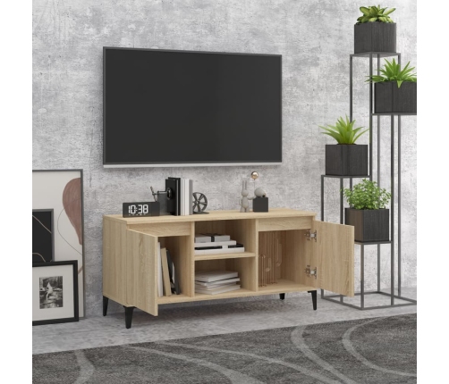 vidaXL Mueble de TV con patas metal color roble Sonoma 103,5x35x50 cm