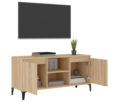 vidaXL Mueble de TV con patas metal color roble Sonoma 103,5x35x50 cm