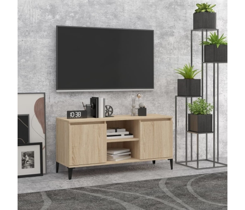 vidaXL Mueble de TV con patas metal color roble Sonoma 103,5x35x50 cm