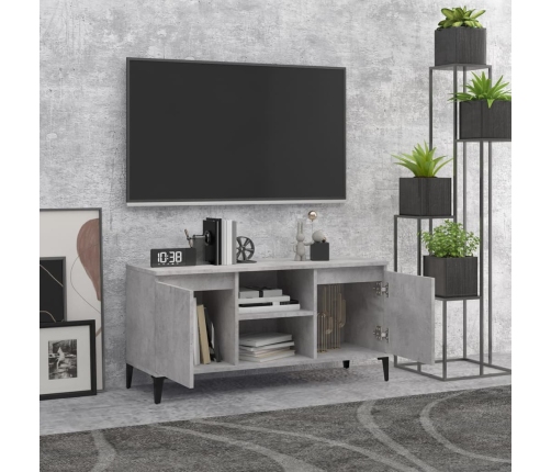 Mueble de TV con patas metal gris hormigón 103,5x35x50 cm