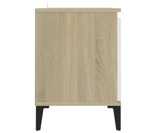 Mueble de TV con patas metal blanco roble Sonoma 103,5x35x50 cm