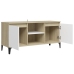 Mueble de TV con patas metal blanco roble Sonoma 103,5x35x50 cm