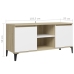 Mueble de TV con patas metal blanco roble Sonoma 103,5x35x50 cm