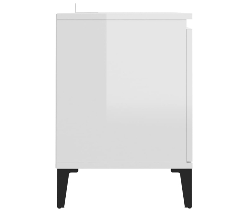 Mueble de TV con patas de metal blanco brillante 103,5x35x50 cm