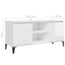 Mueble de TV con patas de metal blanco brillante 103,5x35x50 cm