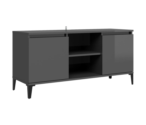 Mueble de TV con patas de metal gris brillante 103,5x35x50 cm