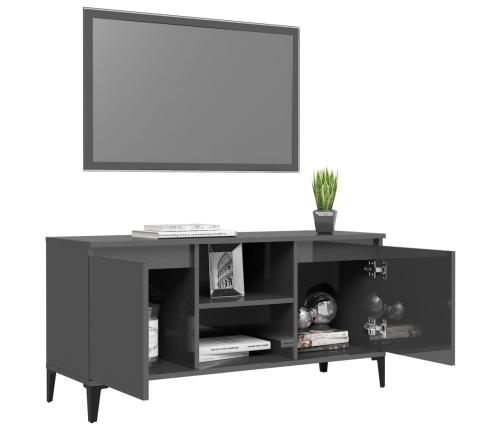 Mueble de TV con patas de metal gris brillante 103,5x35x50 cm