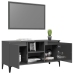 Mueble de TV con patas de metal gris brillante 103,5x35x50 cm