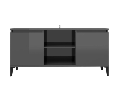 Mueble de TV con patas de metal gris brillante 103,5x35x50 cm