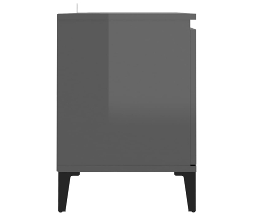 Mueble de TV con patas de metal gris brillante 103,5x35x50 cm