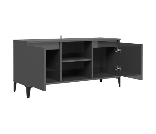 Mueble de TV con patas de metal gris brillante 103,5x35x50 cm