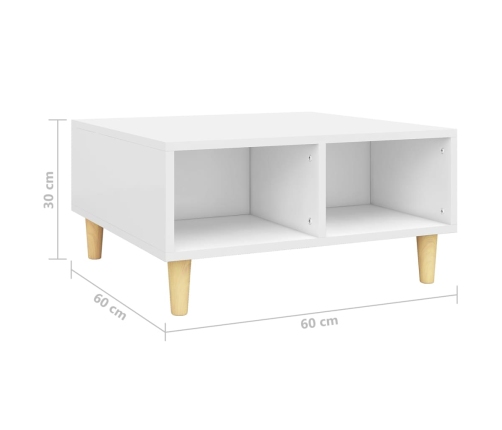 Mesa de centro madera contrachapada blanco 60x60x30 cm