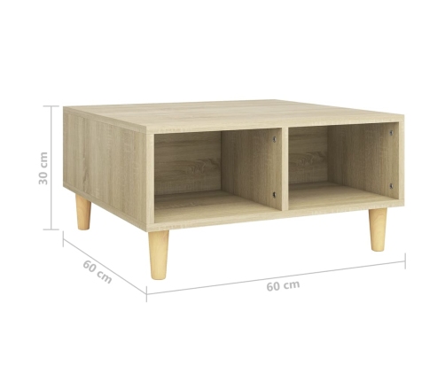 Mesa de centro madera contrachapada roble Sonoma 60x60x30 cm