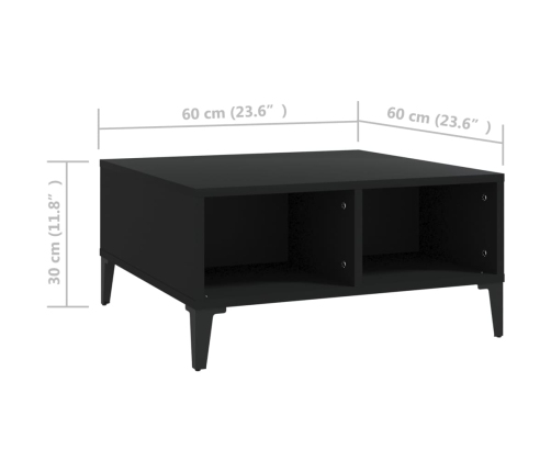 Mesa de centro madera contrachapada negro 60x60x30 cm