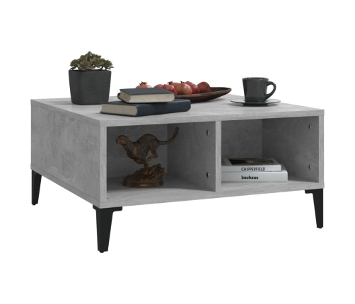 Mesa de centro madera contrachapada gris hormigón 60x60x30 cm