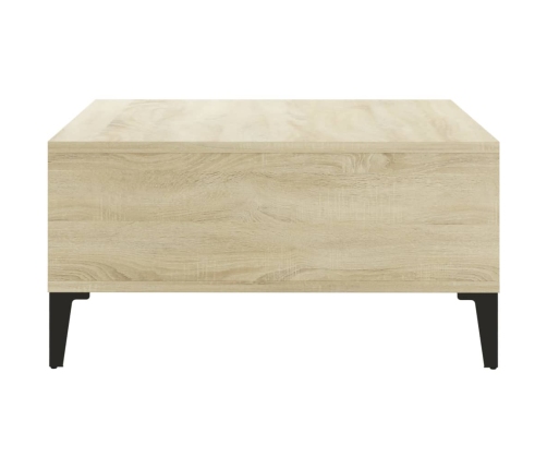 Mesa de centro madera contrachapada blanco y roble 60x60x30 cm