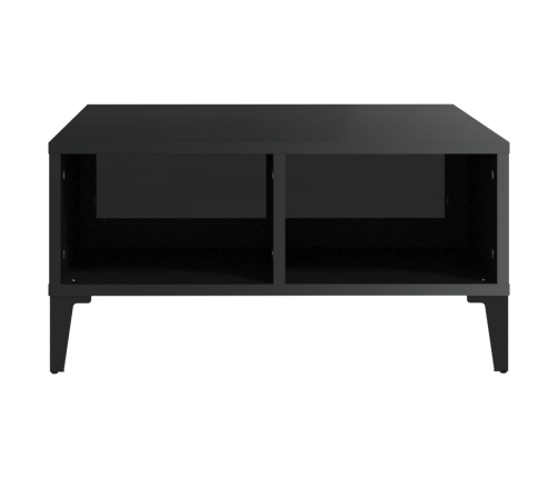 Mesa de centro madera contrachapada negro brillante 60x60x30 cm