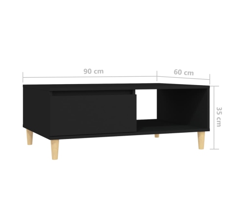 Mesa de centro madera contrachapada negro 90x60x35 cm