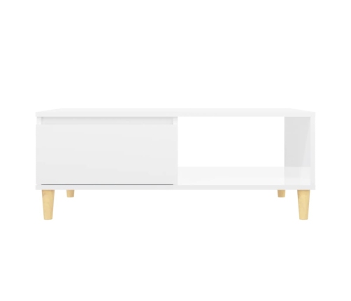 Mesa de centro madera contrachapada blanco brillo 90x60x35 cm