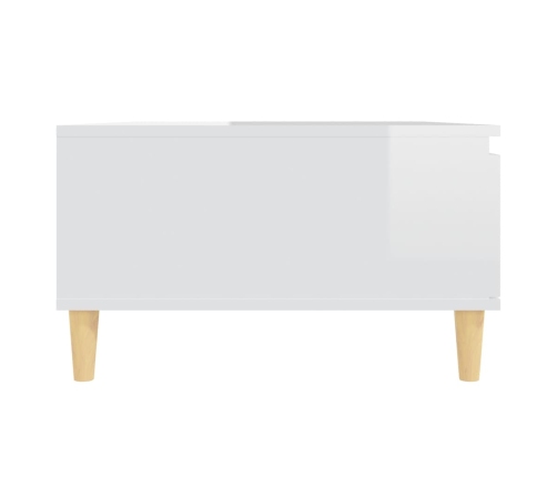 Mesa de centro madera contrachapada blanco brillo 90x60x35 cm