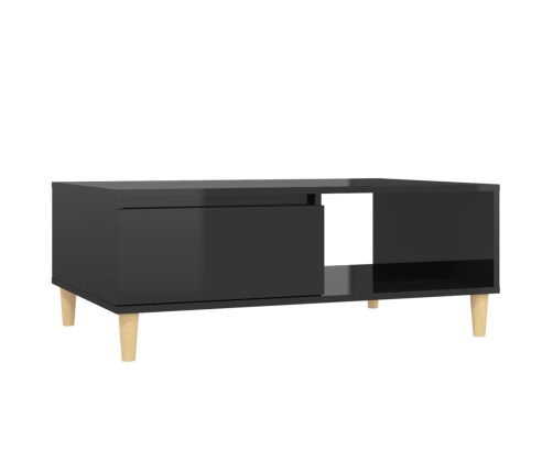 vidaXL Mesa de centro madera contrachapada negro brillante 90x60x35 cm