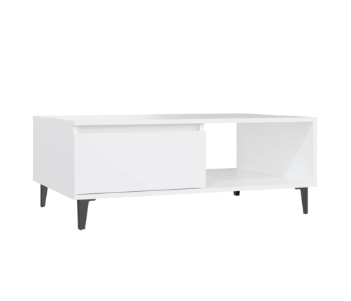 Mesa de centro madera contrachapada blanco 90x60x35 cm