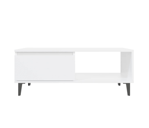 Mesa de centro madera contrachapada blanco 90x60x35 cm