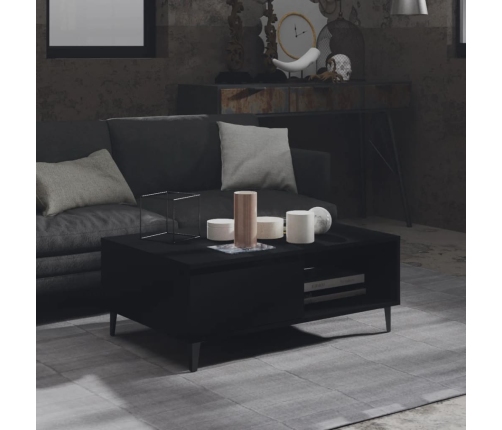 vidaXL Mesa de centro madera contrachapada negro 90x60x35 cm