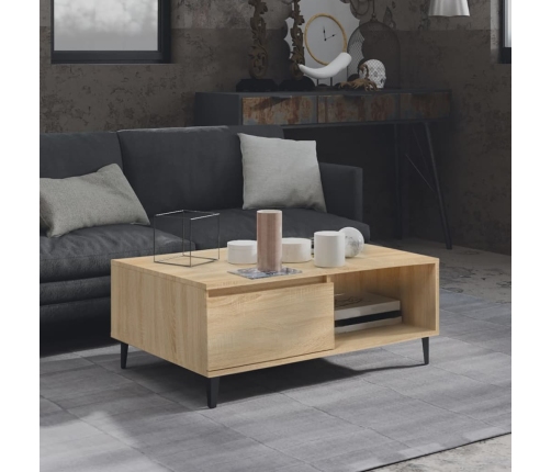 vidaXL Mesa de centro madera contrachapada color roble 90x60x35 cm