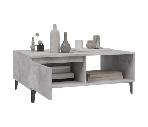 Mesa de centro madera contrachapada gris hormigón 90x60x35 cm