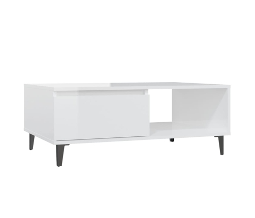 vidaXL Mesa de centro madera contrachapada blanco brillo 90x60x35 cm