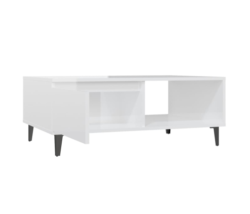 vidaXL Mesa de centro madera contrachapada blanco brillo 90x60x35 cm