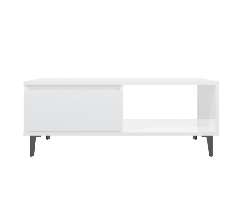 vidaXL Mesa de centro madera contrachapada blanco brillo 90x60x35 cm